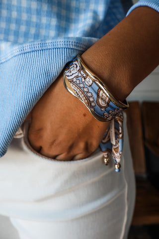 Paisley Scarf Cuff Bracelet • Blue