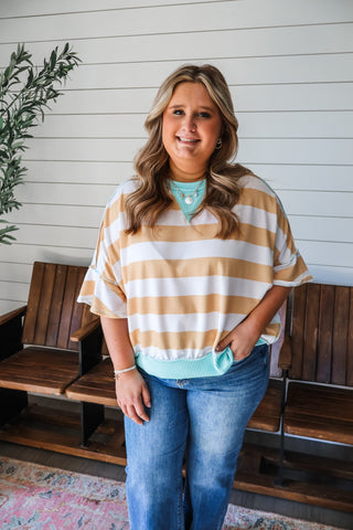 Mixed Media Stripes • Yellow/Mint -  PLUS