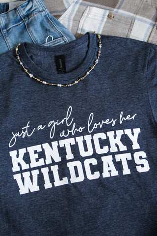Just A Girl Who Loves Her Wildcats Graphic Tee • Heather Navy