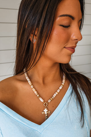 Tides Of Change Cross Necklace • Cream