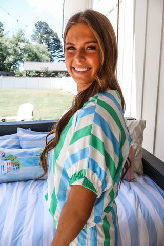 Palm Springs Striped Top • Green/Blue