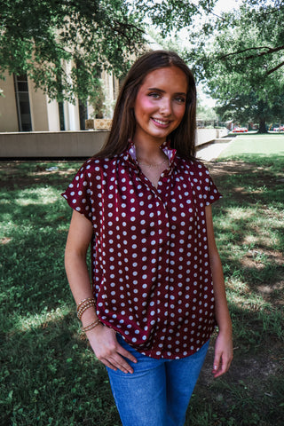 Class Act Polka Dot Top • Wine