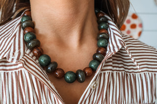 Autumn Woods Statement Necklace • Olive