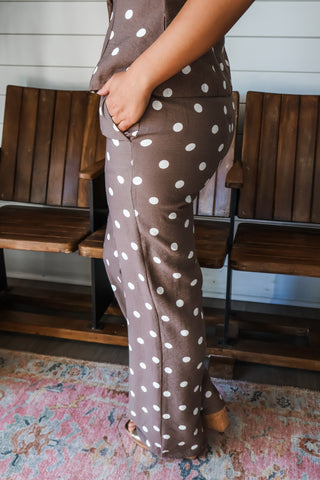 Polka Dot Chic Pant Set • Mocha - FINAL SALE