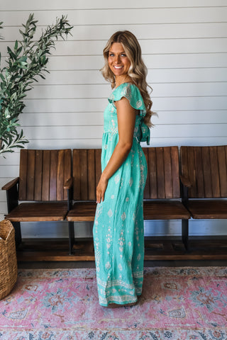 Garden Guest Jumpsuit • Green Floral