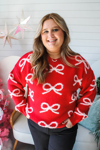 Holiday Wishes Bow Sweater • Red - PLUS