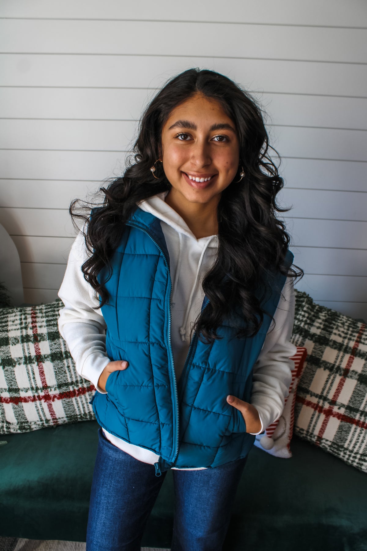 Chilly Mornings Quilted Vest • Teal