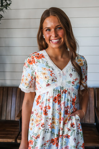 Darling & Dreamy Lace Trim Mini • Cream Floral - FINAL SALE