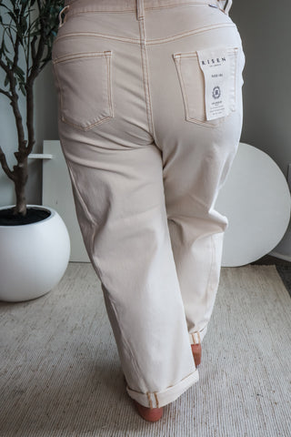 Isla High Rise Barrel Jean • Ivory - PLUS