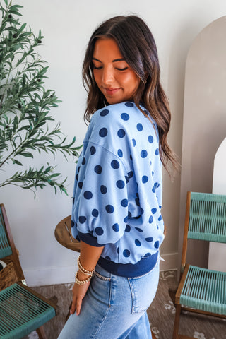 Poppy Polka Dot Pullover • Blue