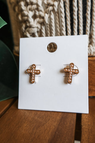 Finding Faith Cross Earrings • Gold