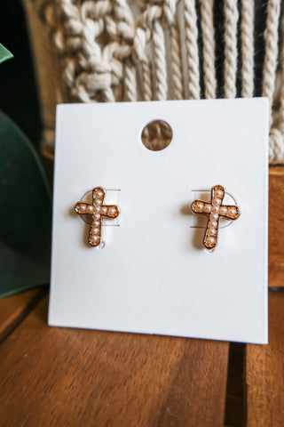 Finding Faith Cross Earrings • Gold