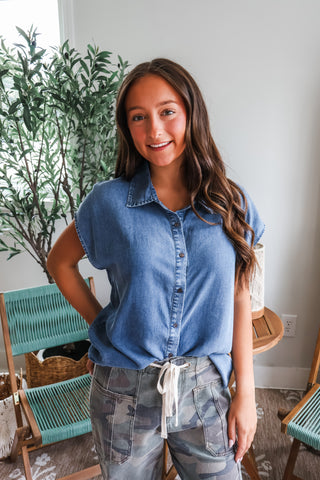 Take It Easy Denim Shirt • Medium Wash