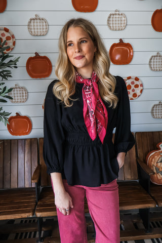 Elegant Classic Peplum Top • Black