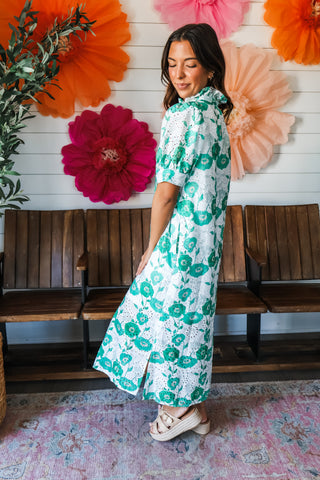 Bud & Bloom Eyelet Midi • Green