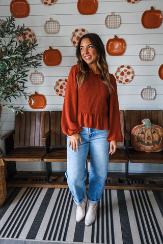 Sweet Cider Smocked Top • Burnt Sienna