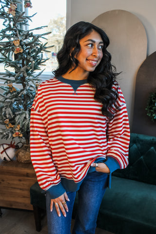 Happy Stripes Pullover • Red/Cream