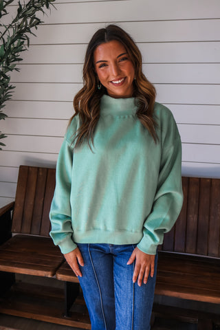 Move Forward Mock Neck Pullover • Sage