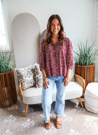 Rustic Ruffles Top • Burgundy