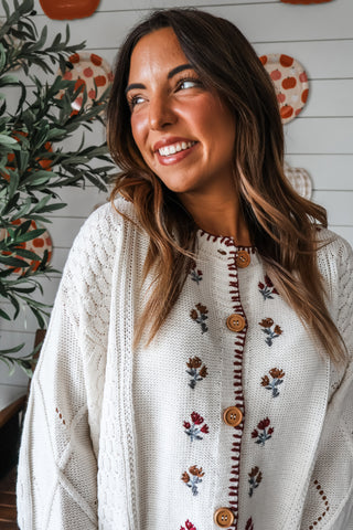 Fall Farmhouse Floral Cardi • Ivory
