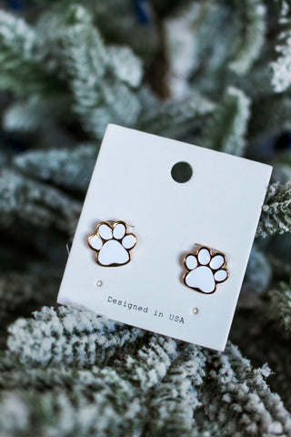 Dreaming Of A Wildcats Christmas Earrings • White