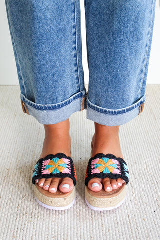 Paloma Platform Crochet Sandal • Black - FINAL SALE