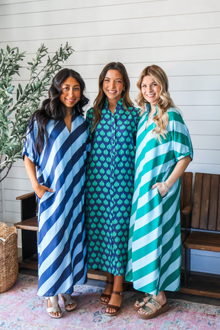 Effortlessly Elegant Shirtdress • Navy/Green