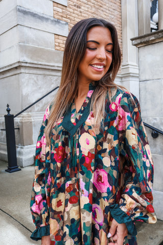 Painted Petals Pocket Dress • Emerald