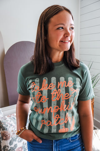 Take Me To The Pumpkin Patch Graphic Tee • Olive