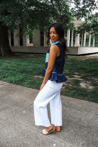 Pretty & Preppy Ruffle Top • Navy