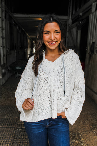 Cozy Are We Chenille Hoodie • Cream