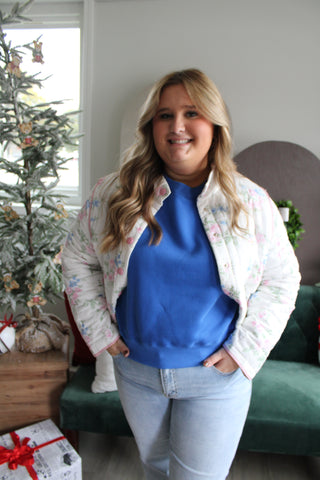 Winter Blossoms Quilted Jacket • Pink Floral - PLUS