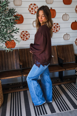 Delicate Balance Lace Top • Cocoa