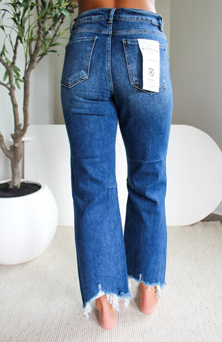 Tempe Distressed Hem Straight • Dark Wash