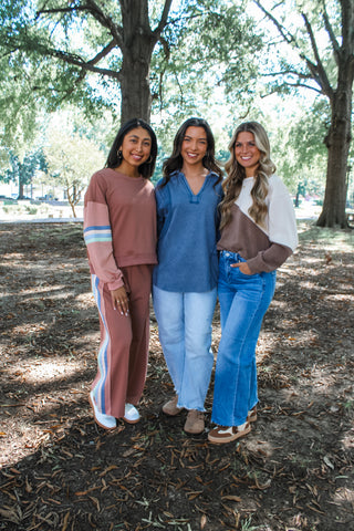 Up Next Color Tape Pant Set • Mauve