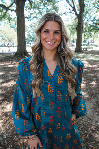 Pretty In Print Pocket Dress • Teal