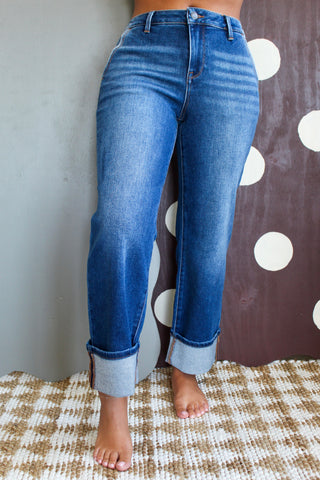 Bennie Cuffed Hem Straight • Dark Wash