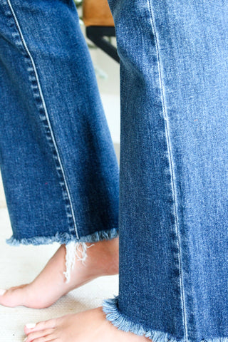 Callie Frayed Hem Straight | Tummy Control • Dark Wash