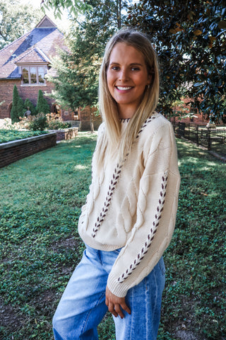 Stitched In Style Cable Sweater • Cream