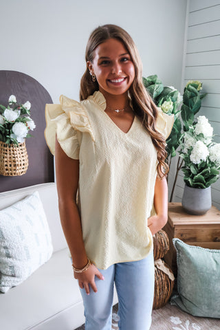 Refined Ruffles Textured Top • Yellow - FINAL SALE