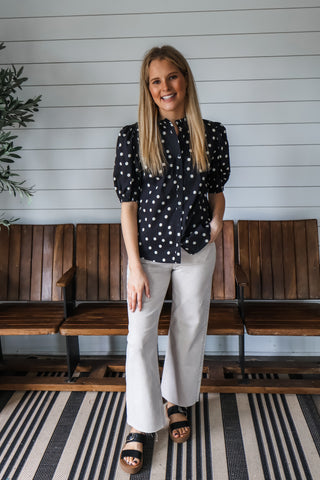 Pixie Polka Dot Top • Black