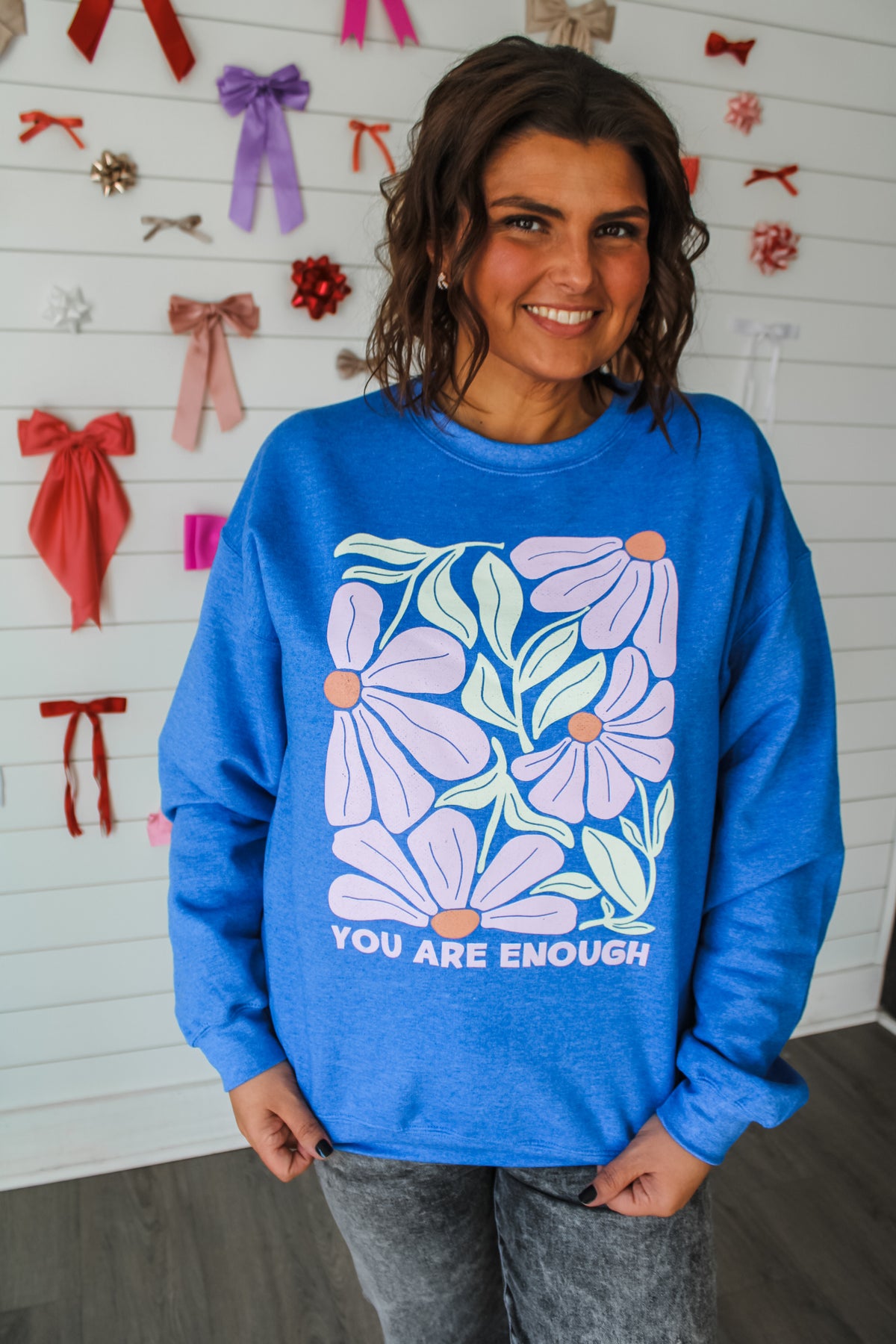 You Are Enough Graphic Sweatshirt • Heather Blue