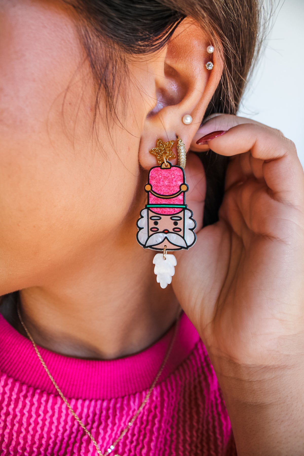 What’s Crackin’ Nutcracker Earrings • Pink