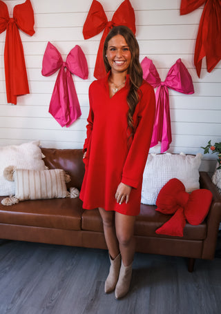 Simply Stylish Pocket Dress • Red