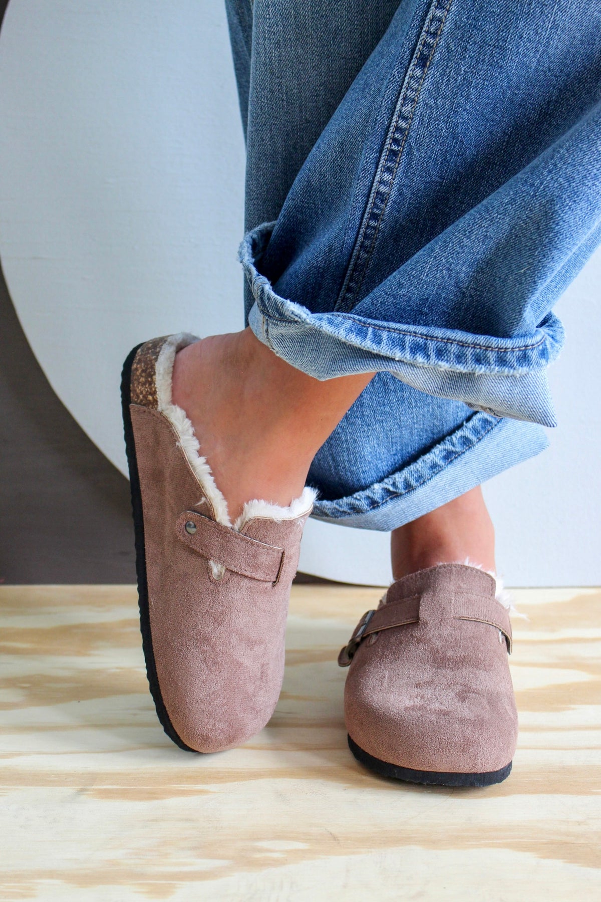 Keep It Toasty Shearling Clog Slide • Taupe