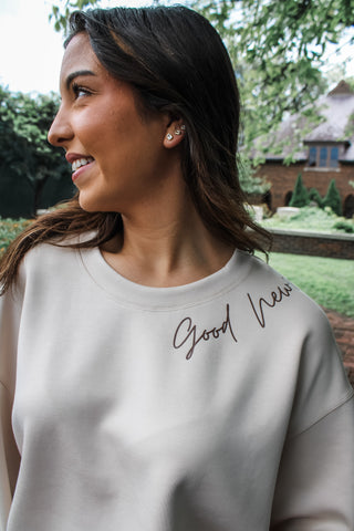 Good news pullover • Jesus saves • cream - FINAL SALE