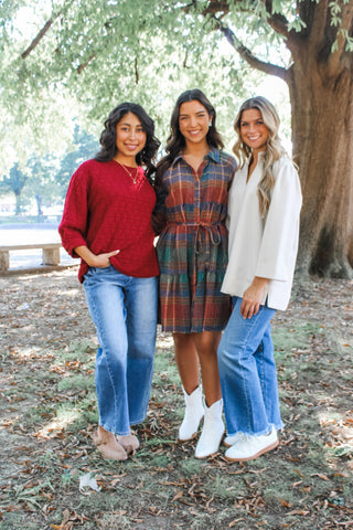 Rustic Retreat Plaid Dress • Rust Multi