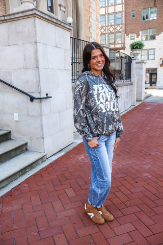 Jesus Loves You Hoodie • Grey Camo