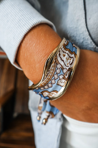 Paisley Scarf Cuff Bracelet • Blue***