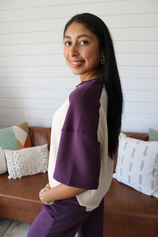 Split Personality Colorblock • Plum/Cream - FINAL SALE